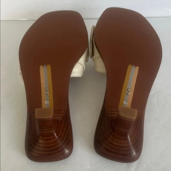 SAM EDELMAN Women's Darcie Ivory LEATHER Bow Kitten Heels Sandals Size 8.5 NWT - Picture 9 of 11